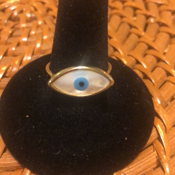 New sterling silver blue evil eye and shell ring - Picture 5 of 6
